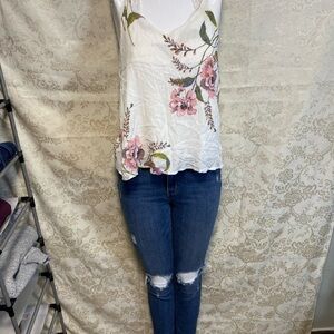 Style Rack White and Pink Floral Camisole